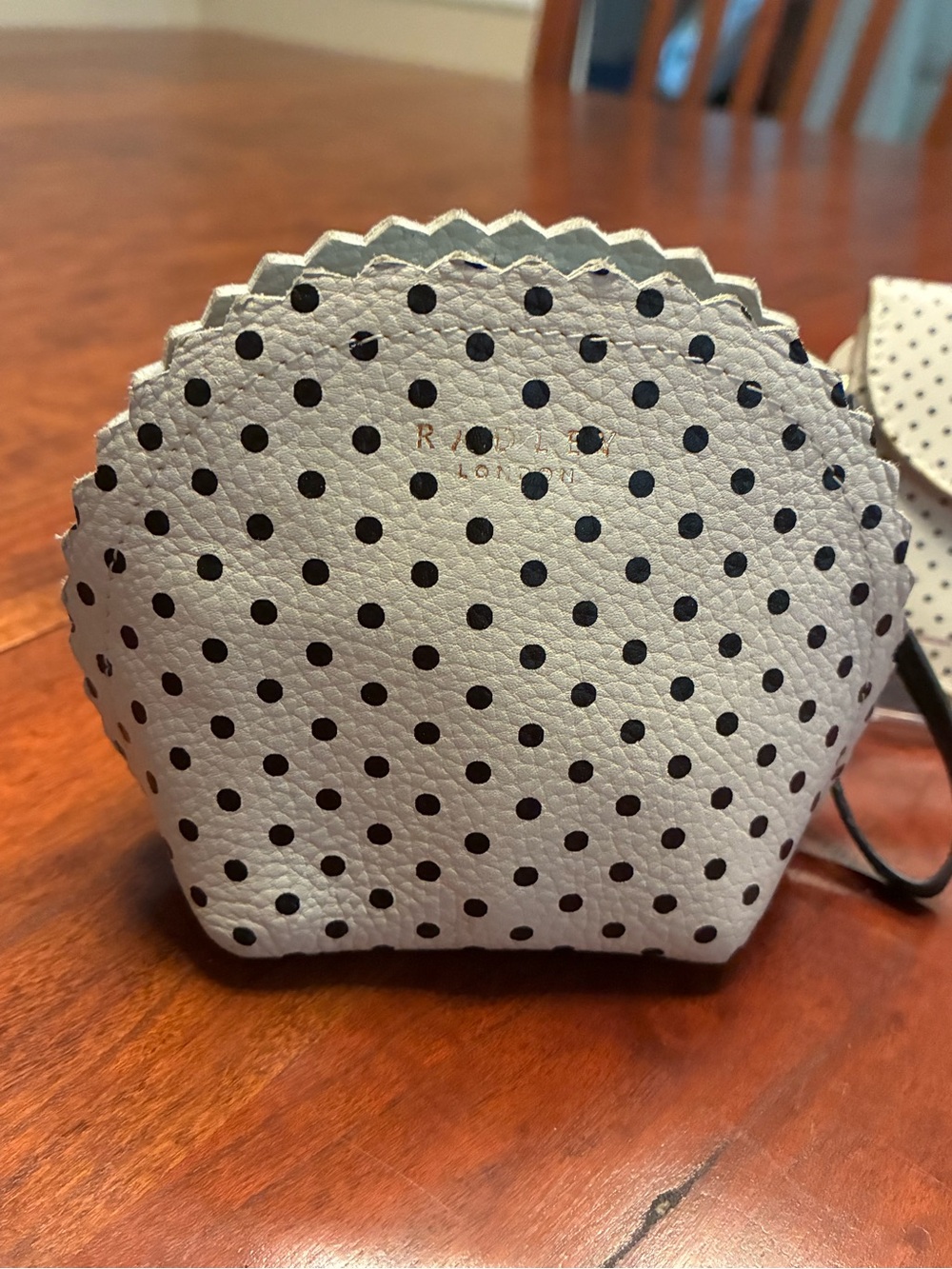 RADLEY LONDON White and Black Polka Dot Leather Cosmetic Pouch - Picture 2 of 8